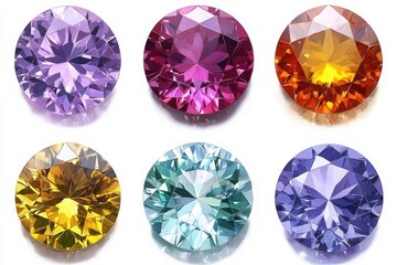 Collection of Vibrant Gemstones in Photorealistic Style