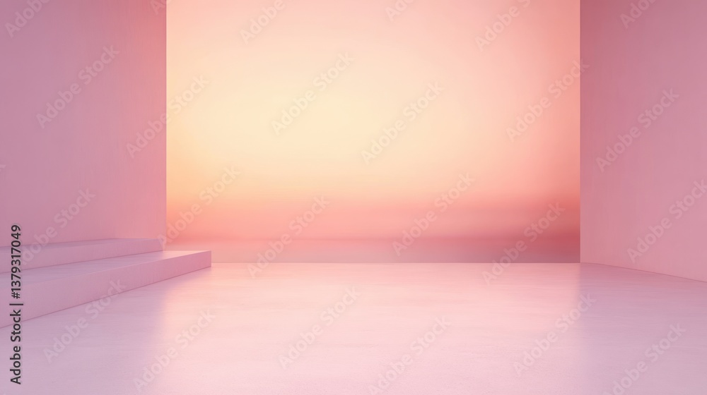 Poster minimalist pastel gradient background for product display with soft pink and cream tones