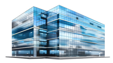 Modern Architectural Marvel: A sleek, contemporary office building, boasting a stunning glass facade, captures the light and reflects the sky, emphasizing clean lines and innovative design. 