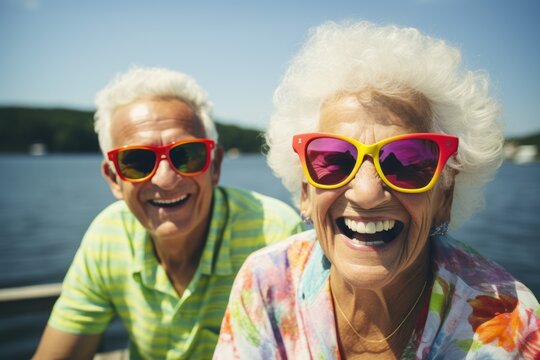 Smiling senior: colorful attire, jubilant atmosphere, joyous holiday, bright display, happy faces, exuberant laughter, lively festivity, radiant joy, carefree mood, celebratory cheer.