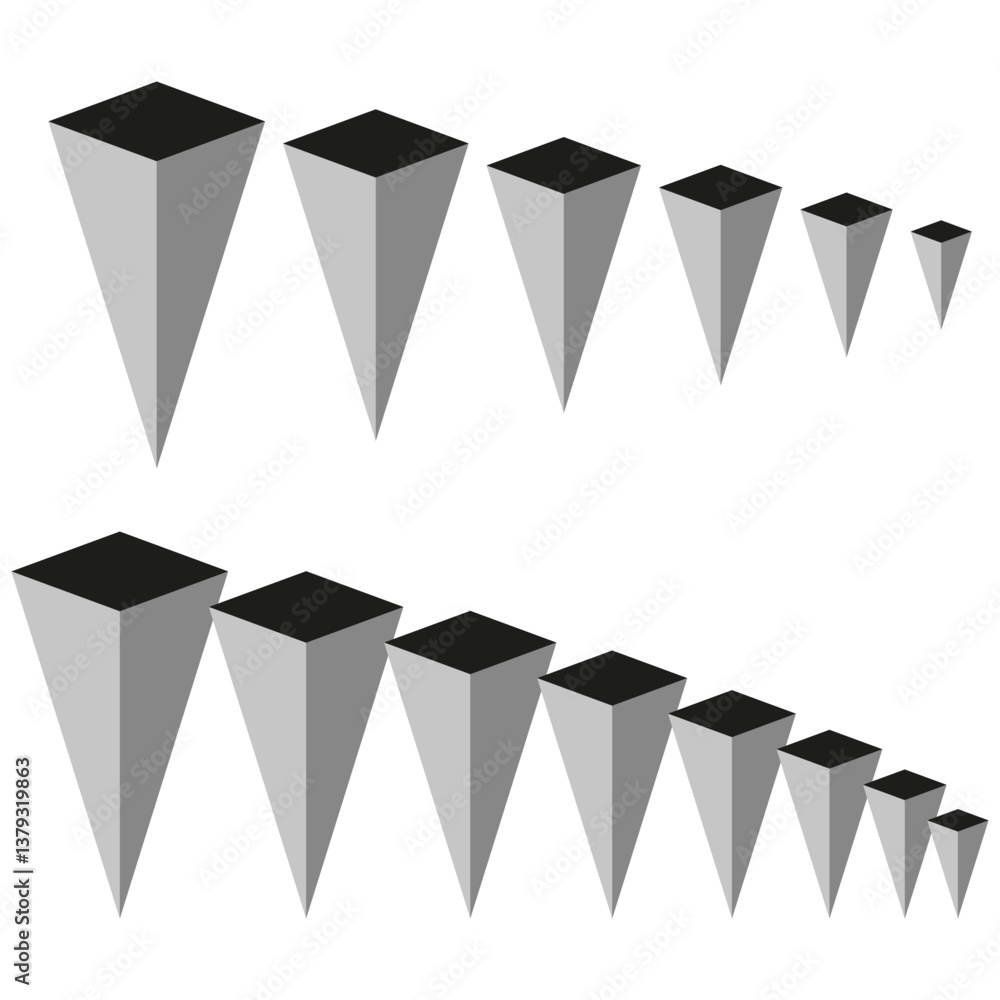 Aufkleber three dimensional pyramids. abstract geometric design. gradients and shadows. vector illustration.