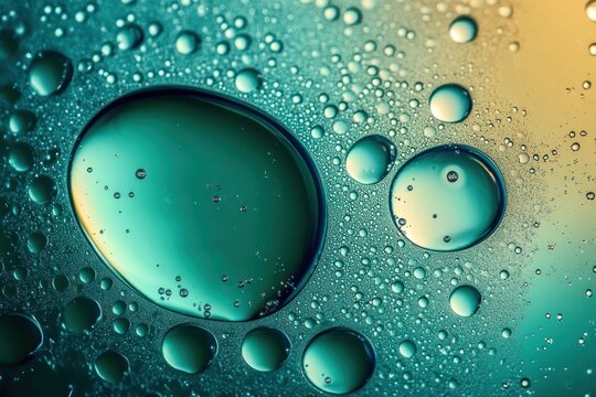 Emerald and Teal Oil and Water Bubbles Abstract Science Imagery