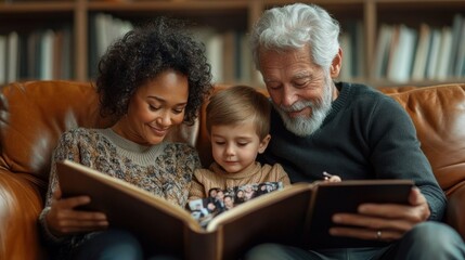 Family Togetherness in Cozy Living Room with Multigenerational Love and Memories