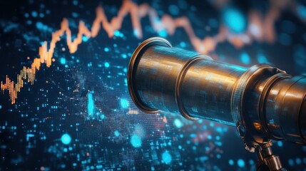 Financial forecasting through a historical lens.  Detailed view of market trends, data, and patterns for investment analysis