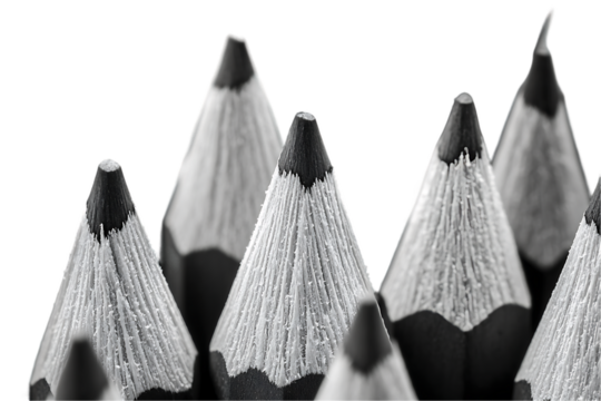 Close-up view of pencil points