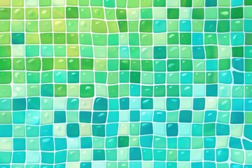 Fototapeta premium Colorful mosaic tiles background of green, blue and yellow arranged randomly, filling entire frame tile pattern