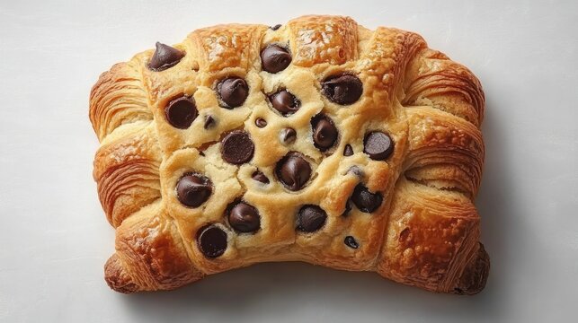 Croissant Cookie Fusion Hybrid Pastry with Chocolate Chip Dough and Buttery Flaky Texture