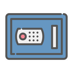 safe box filled outline icon.  safe box color line illustration.
