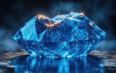 Obraz premium Blue Sapphire Faceted Gemstone Photorealistic Art