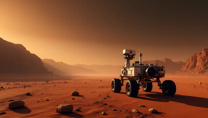 Elegant Wallpaper Design: Mars Rover Missions with Negative Space, Digital Accents, Robotic Exploration, Surface Mapping, Martian Research, and Navigation Technologies