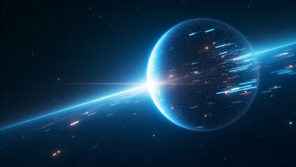 Fototapeta premium Explore a sleek wallpaper design showcasing microgravity experiments with negative space, perfect for futuristic lab analysis and cosmic discovery.