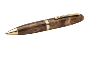 Luxury Brown Wood-Look Ballpoint Pen with Gold Accents