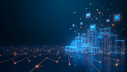 Obraz premium Display a modern wallpaper design embodying seamless crypto remittance with abundant empty space and crisp digital elements emphasizing secure blockchain processing rapid crypto transfers and innovati