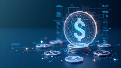 Contemporary Wallpaper Design: Minimalist Layout Showcasing Secure Stablecoin Transactions with Expansive Empty Space and Subtle Digital Graphics for Modern Payments