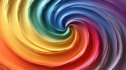 Fototapeta premium Gradient rainbow swirl with 3D curves blending colors seamlessly, smooth textures, and a minimalist white backdrop, radiating joy and energy