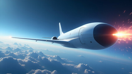 Fototapeta premium Minimalist Wallpaper Design: Abstract High Altitude Visuals & Dynamic Linear Motifs for Suborbital Flights & Near Space Experiences with Text Overlay Space