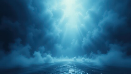 Obraz premium Mysterious ocean light sea digital art dark atmosphere aerial view serenity