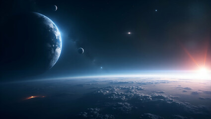 Modern Minimalist Space Travel Wallpaper: Expansive Empty Space with Interstellar Elements for Futuristic Cosmic Exploration Inspiration