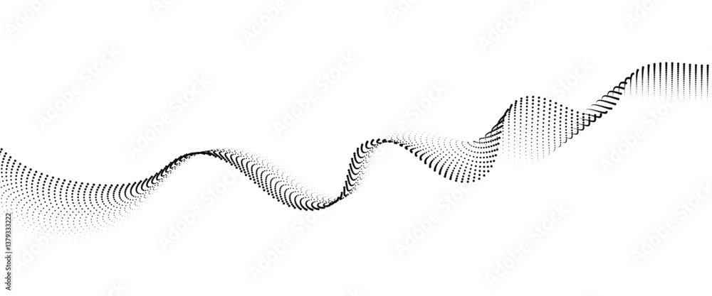 Poster flowing dot wave halftone gradient pattern on transparent background