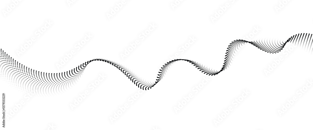 Poster flowing dot wave halftone gradient pattern on transparent background