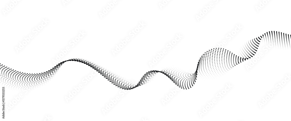 Poster flowing dot wave halftone gradient pattern on transparent background