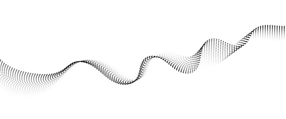 Flowing Dot Wave halftone gradient pattern on transparent background	
