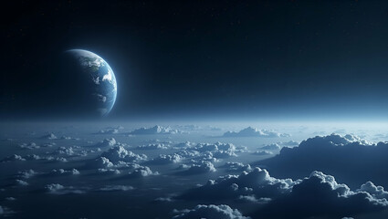 Exhibit a futuristic minimalist wallpaper design illustrating planetary exploration with expansive empty space and sleek digital accents that denote advanced interplanetary research innovative planeta