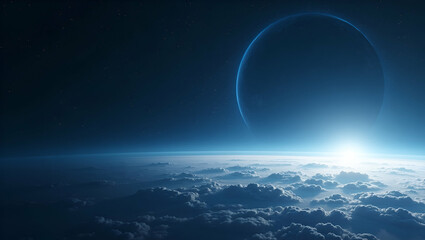 Modern Minimalist Wallpaper Design: Expansive Empty Space & Clean Digital Elements Symbolizing Satellite Industries, Innovative Space Ventures, and Global Market Growth