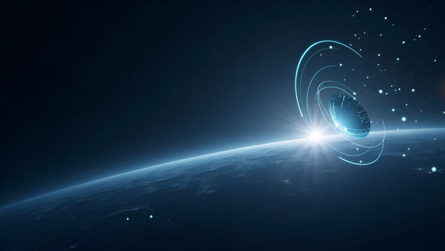 Futuristic Minimalist Wallpaper Design: Extraterrestrial Intelligence, Advanced SETI Research, Alien Signal Analysis, and Cosmic Communication in Expansive Space