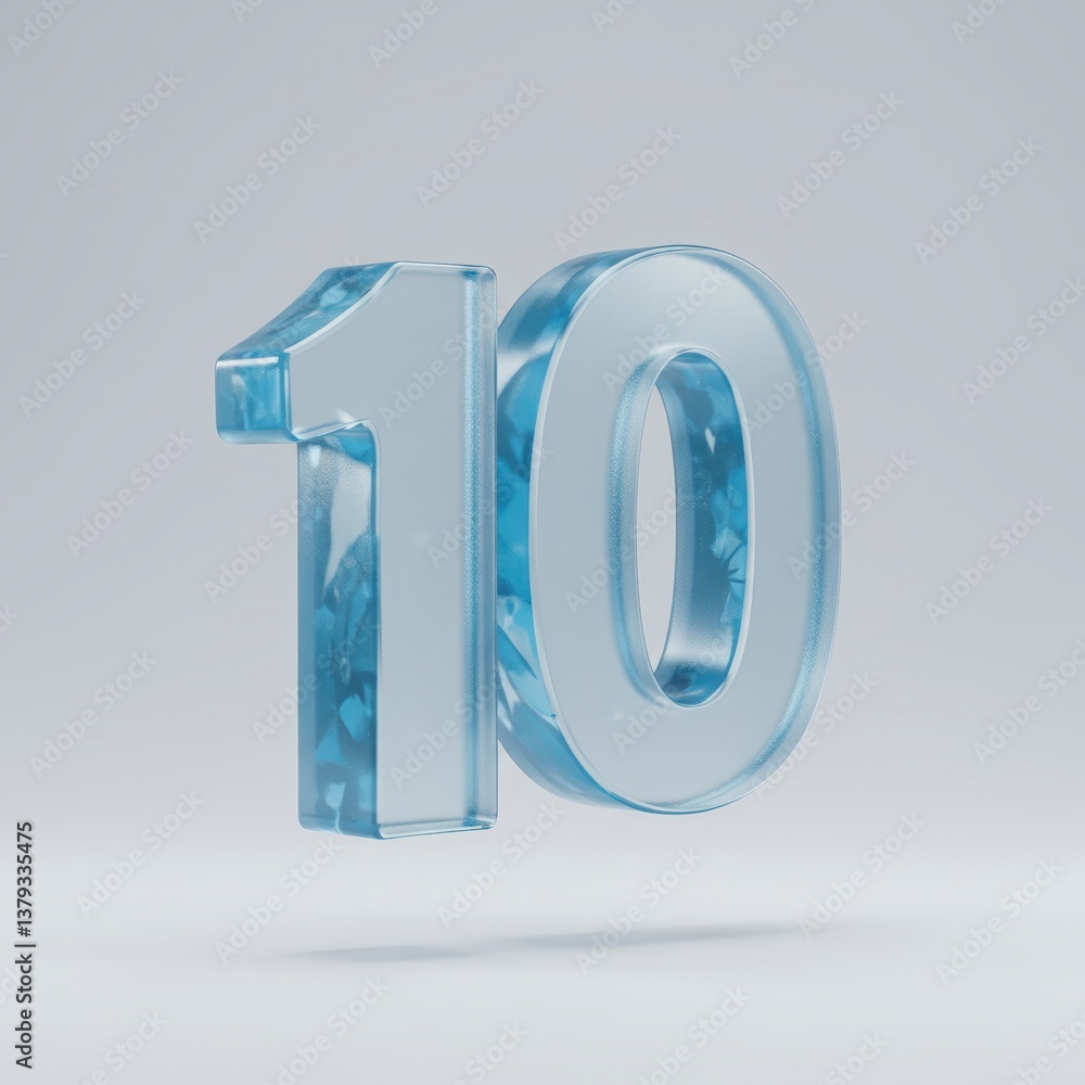 Poster floating ice number ten showing fractured texture in a modern style