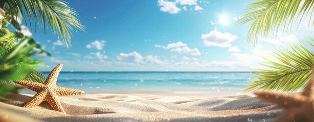 Beautiful blurred background of a paradise beach with fine golden sand.