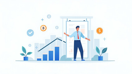 Fototapeta premium Explore our flat wallpaper design showcasing Decentralized Finance, featuring sleek visuals of blockchain technology and innovative crypto platforms.