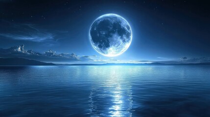 A Majestic Moon Over a Serene Sea