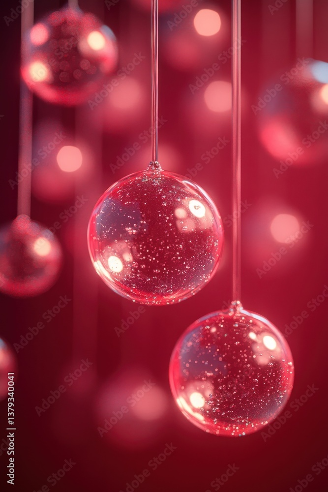 Poster minimal translucent bubbles in soft pastel liquid background with gradient colors and light