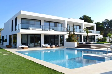 Fototapeta premium Diseño moderno y recto en esta villa mediterránea de lujo.
