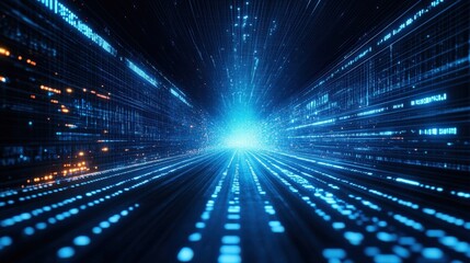 Digital Futuristic Data Tunnel
