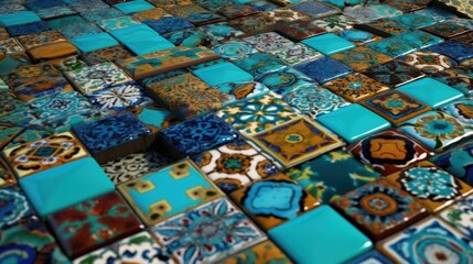 Obraz premium Colorful Tiles Pattern, Background Detail tile pattern