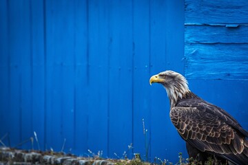 Majestic eagle on a blue background 
