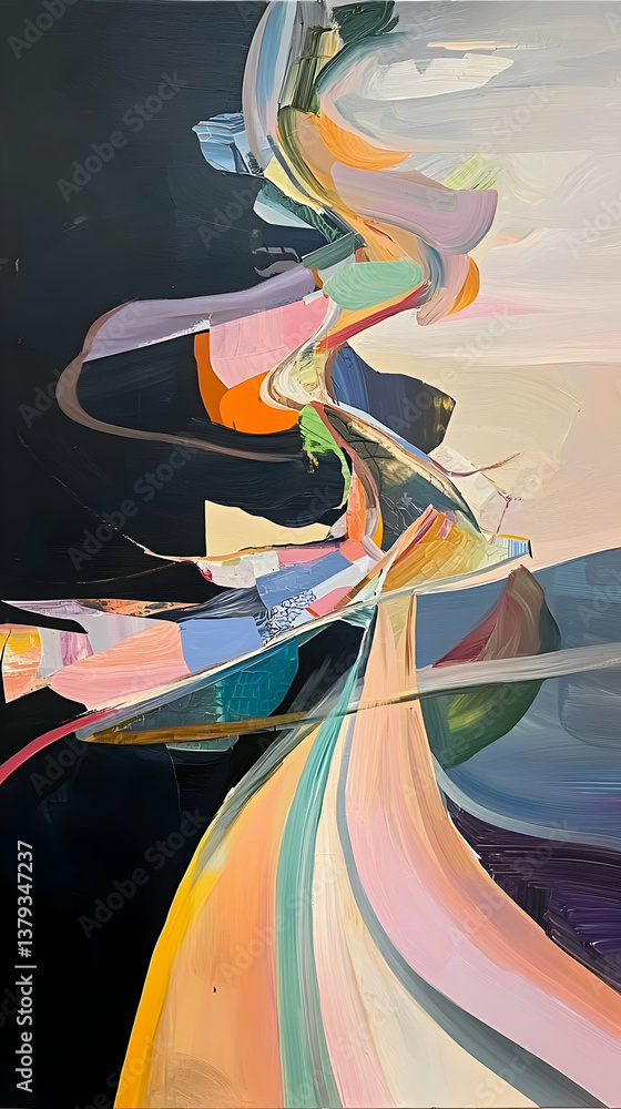 Poster abstract colorful swirls painting with dynamic movement
