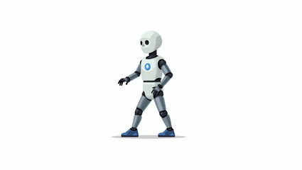 Obraz premium Flat Bipedal robots simulate human walking and are designed for various applications such as research rescue missions and mobility assistance in dynamic environments in Simple flat cute vector illust