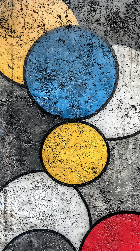 Poster abstract geometric circles pattern with grunge texture