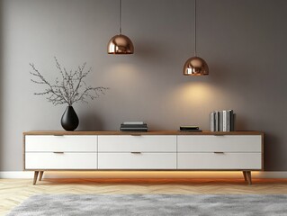 Scandinavian Minimalist Modern Living Room Interior Design 3D Rendering