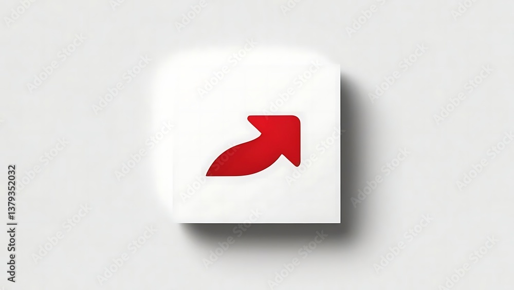 Poster red arrow on a square suggesting direction or a choice. a clean, minimalist design pointing towards 