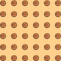 Basketball flat style seamless pattern on brown background