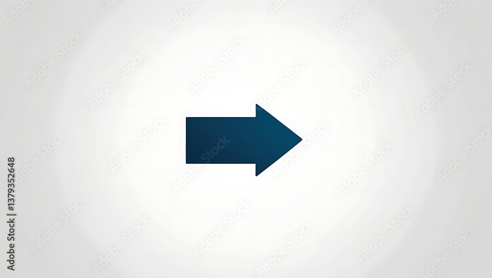 Poster a simple graphic of a right-pointing arrow on a soft white background. the arrow has a dark bluish c