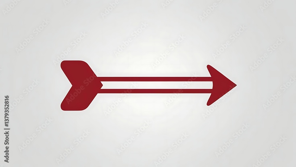 Poster a simple red arrow pointing right, formed by two horizontal lines and arrow heads on both ends, on a