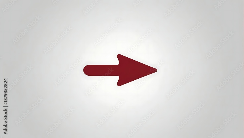 Poster a single red arrow points to the right on a gradient white background, simple and direct, symbolizin