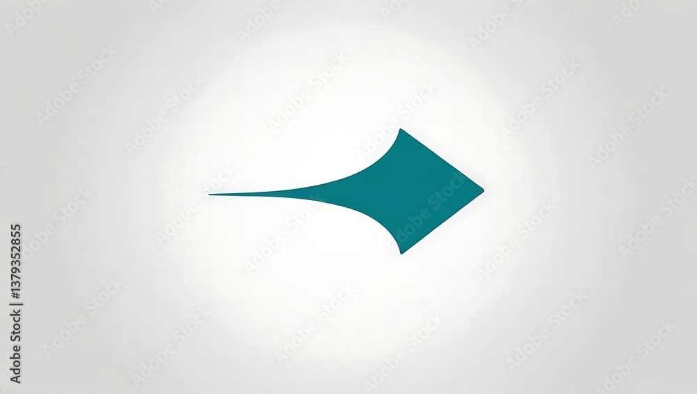 Poster stylized arrow pointing right with teal color on white background, conveying direction and navigatio