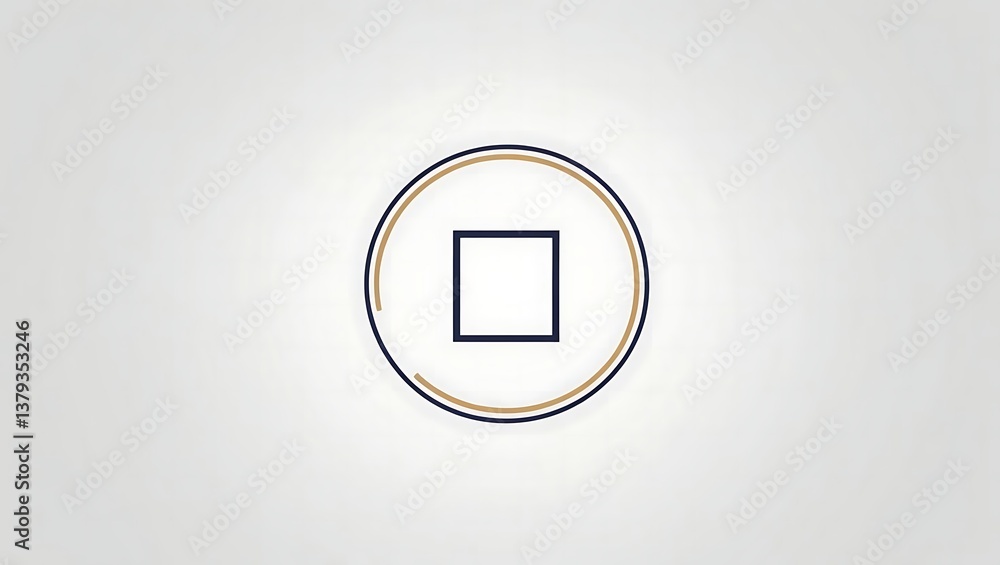 Poster abstract minimal logo design featuring a square inscribed within a circle, rendered with clean lines
