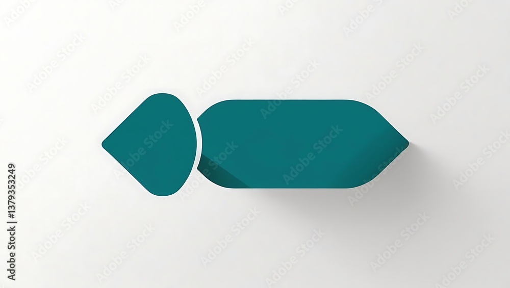 Poster teal abstract vector graphic pointing left. clean, minimalist design for back arrow or rewind symbol